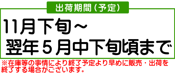 発送時期11月下旬～翌年5月中下旬頃まで